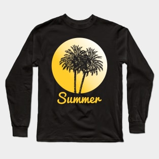 summer with the sun and coconut trees Long Sleeve T-Shirt